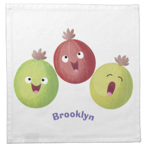 Cute gooseberry trio singing cartoon  cloth napkin