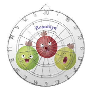Cute gooseberry trio singing cartoon dart board