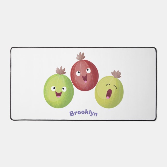 Cute gooseberry trio singing cartoon  desk mat (Front)