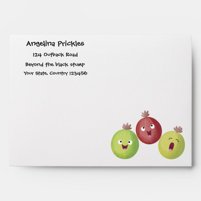 Cute gooseberry trio singing cartoon envelope (Front)