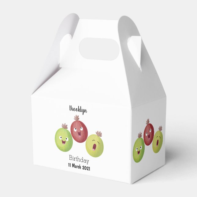 Cute gooseberry trio singing cartoon favor boxes (Front Side)