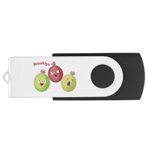 Cute gooseberry trio singing cartoon flash drive