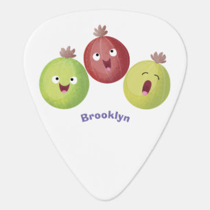 Cute gooseberry trio singing cartoon guitar pick