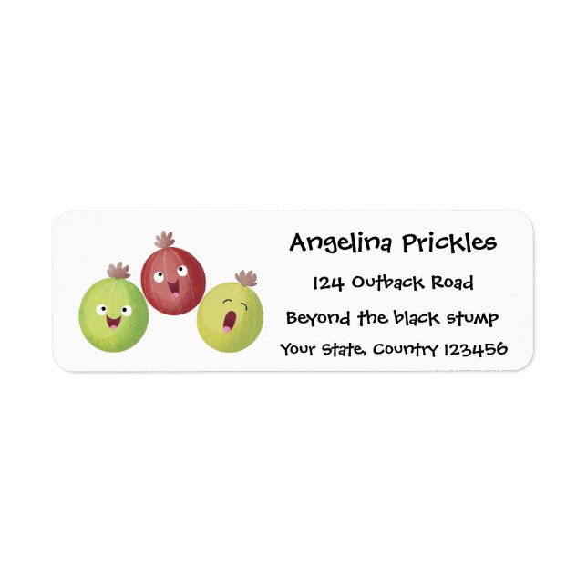 Cute gooseberry trio singing cartoon label (Front)