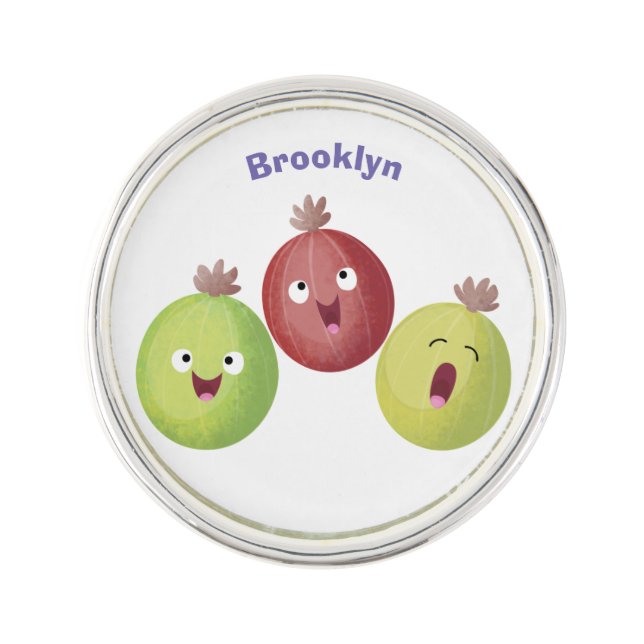Cute gooseberry trio singing cartoon  lapel pin (Front)