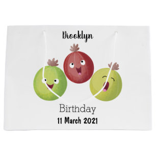 Cute gooseberry trio singing cartoon large gift bag