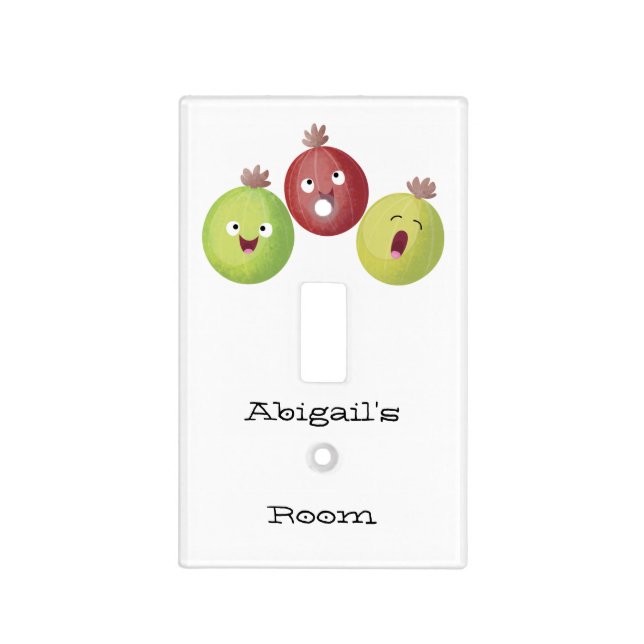 Cute gooseberry trio singing cartoon light switch cover (Front)