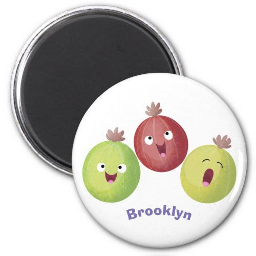 Cute gooseberry trio singing cartoon  magnet