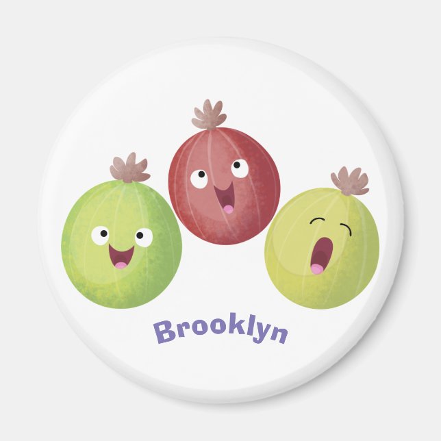 Cute gooseberry trio singing cartoon  magnet (Front)