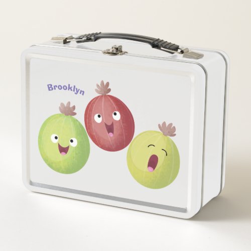 Cute gooseberry trio singing cartoon metal lunch box