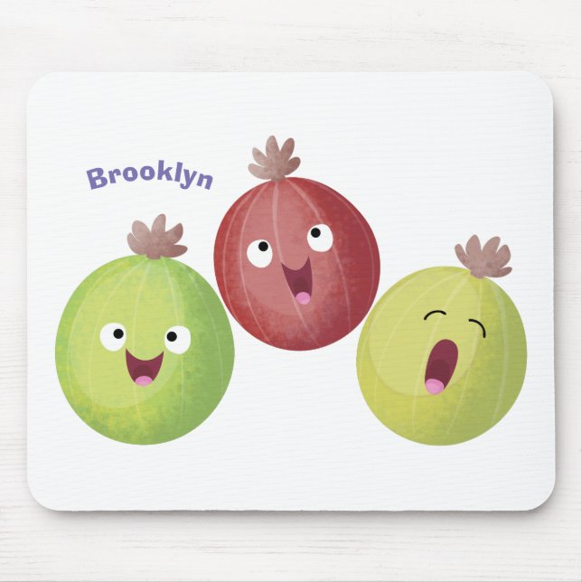 Cute gooseberry trio singing cartoon mouse pad (Front)