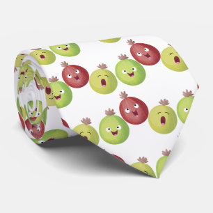 Cute gooseberry trio singing cartoon neck tie