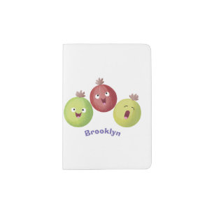 Cute gooseberry trio singing cartoon passport holder