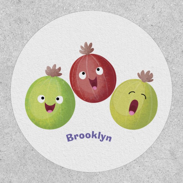 Cute gooseberry trio singing cartoon patch (Front)