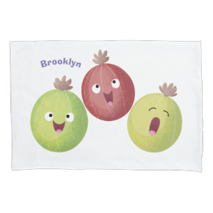 Cute gooseberry trio singing cartoon pillow case