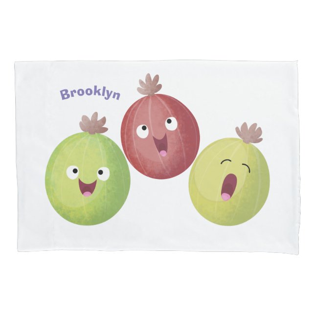 Cute gooseberry trio singing cartoon pillow case (Front)