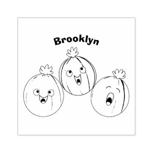 Cute gooseberry trio singing cartoon rubber stamp