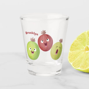 Cute gooseberry trio singing cartoon  shot glass