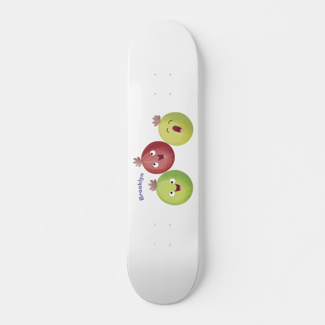 Cute gooseberry trio singing cartoon skateboard (Front)