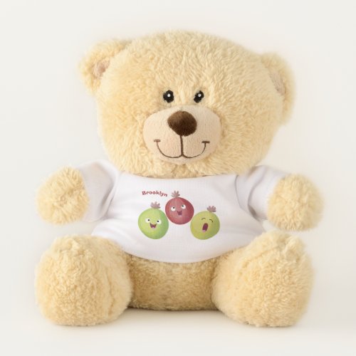 Cute gooseberry trio singing cartoon teddy bear