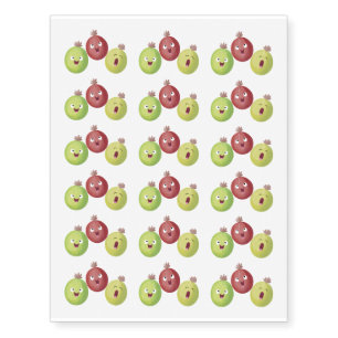 Cute gooseberry trio singing cartoon temporary tattoos