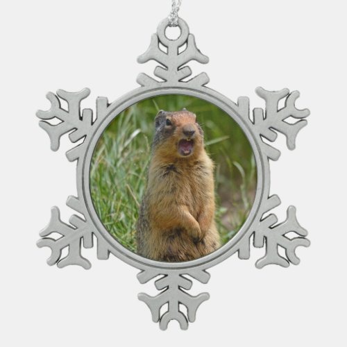 Cute gopher snowflake pewter christmas ornament