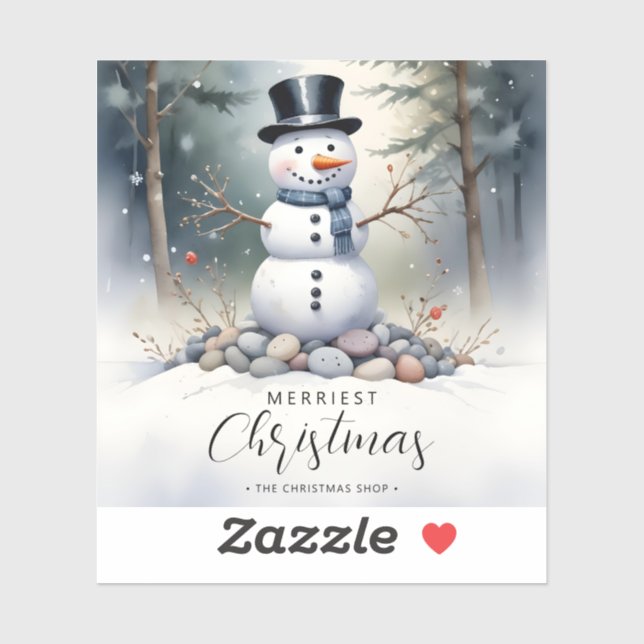 Cute Gorgeous Snowman Frosted Landscape Forest Sticker (Sheet)
