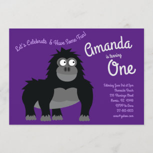 Cute Gorilla Ape Kid 1st Birthday Party Invitation