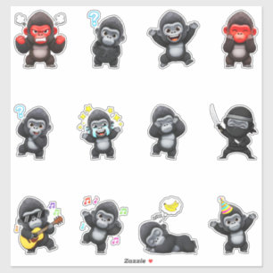 Cute Gorilla Character Sticker Pack Emojis