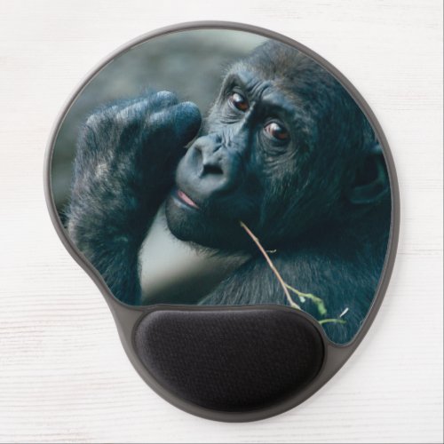 Cute Gorilla with bright eyes looking eye contact Gel Mouse Pad