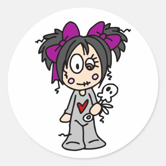 Cute Goth Baby Classic Round Sticker (Front)