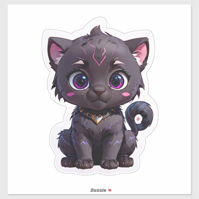 Cute Goth Cat Sticker (Sheet)