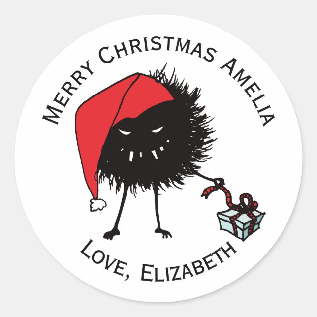 Cute Goth Christmas Holiday Wrapping Label (Front)