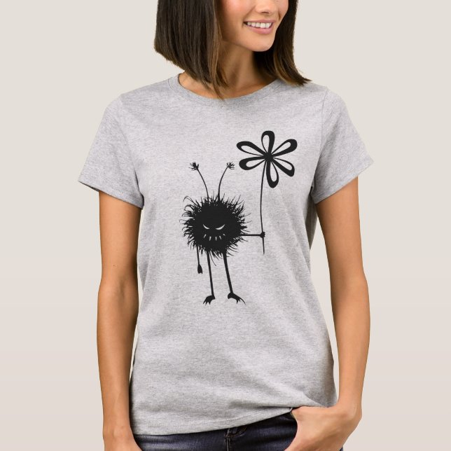Cute Goth Evil Flower Bug T-Shirt (Front)