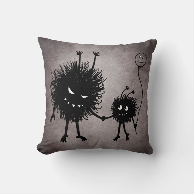Cute Goth Family Mother And Child Throw Pillow (Front)