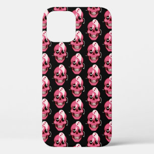 Cute Goth Funny Pink Skull Pattern iPhone 12 Case