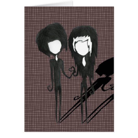 Cute Goth Girl and Boy Alternative Art Drawing (Front)