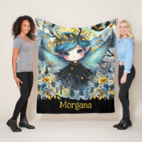 Cute Goth Girl Custom Decor Gift Gothic Girls Fleece Blanket