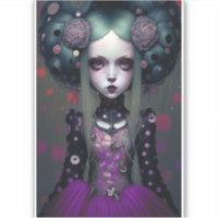 Gothic dolls faces original Big eye Girls art Sticker