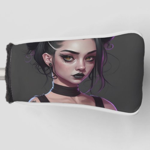 Cute Goth Girl with Buns and Tattoos Golf Head Cover