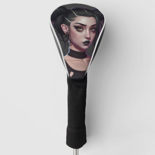 Cute Goth Girl with Buns and Tattoos Golf Head Cover