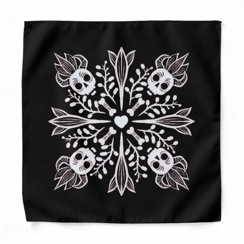 Cute goth kawaii funny skull Harajuku Black Bandana