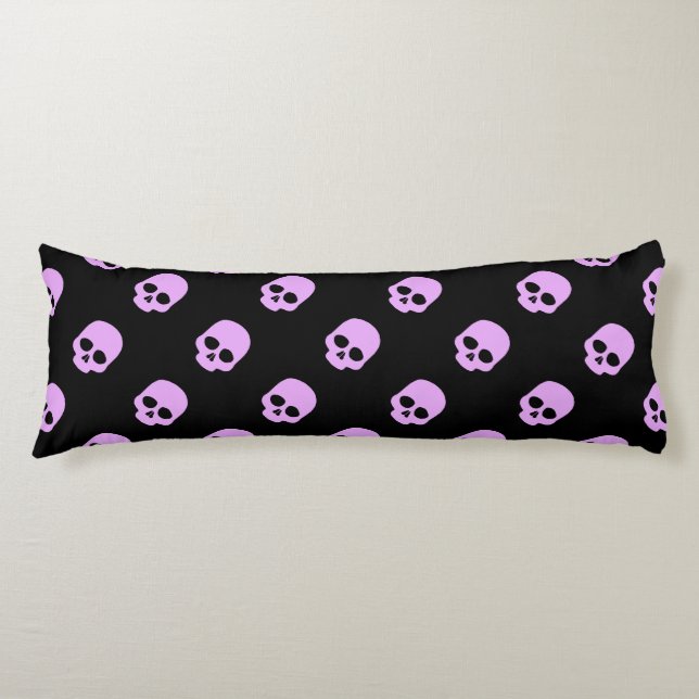 Cute Goth Pink Skulls Body Pillow (Front)