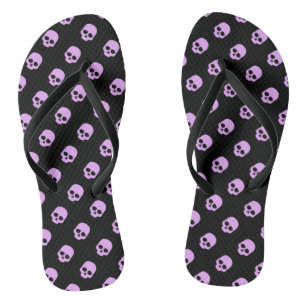 Cute Goth Pink Skulls Flip Flops