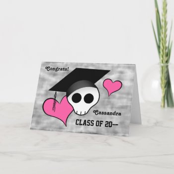 Cute Goth Skull Congratulations Graduation Card by TheHopefulRomantic at Zazzle