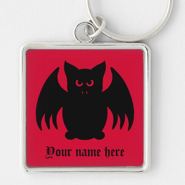 Cute Gothic black vampire bat Keychain (Front)