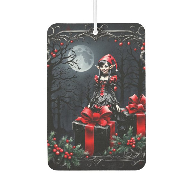 Cute Gothic Christmas Elf.  Air Freshener (Front)
