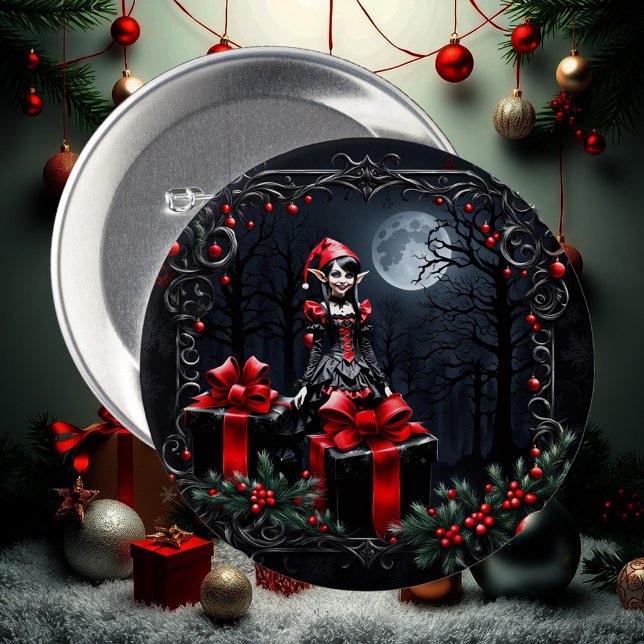 Cute Gothic Christmas Elf. Button (Creator Uploaded)
