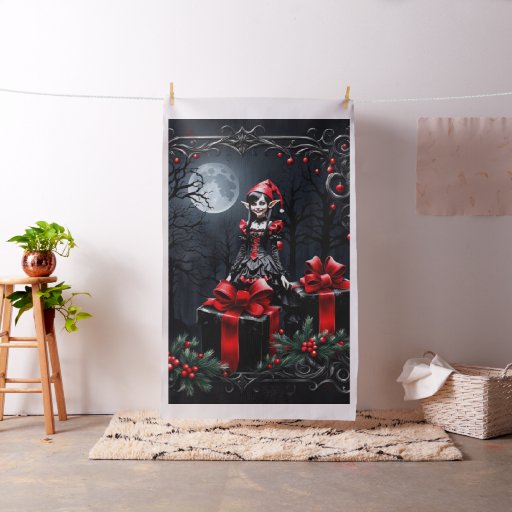 Cute Gothic Christmas Elf. Fabric