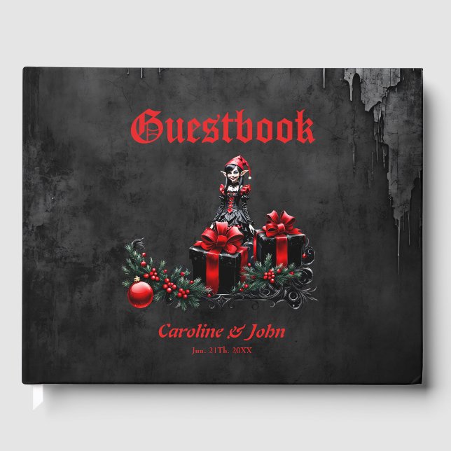 Cute Gothic Christmas Elf.  Guest Book (Front)